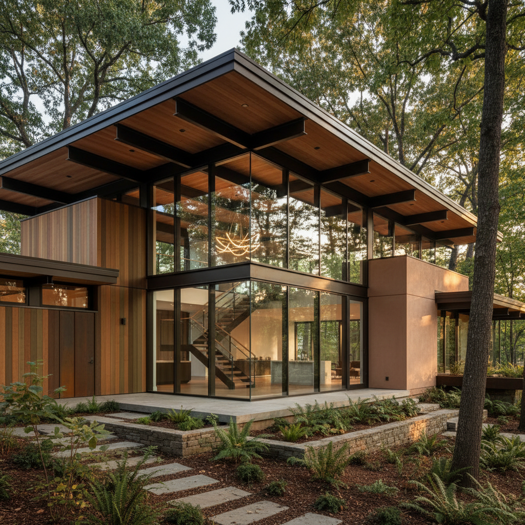 Earth-Toned Contemporary Woodland Retreat