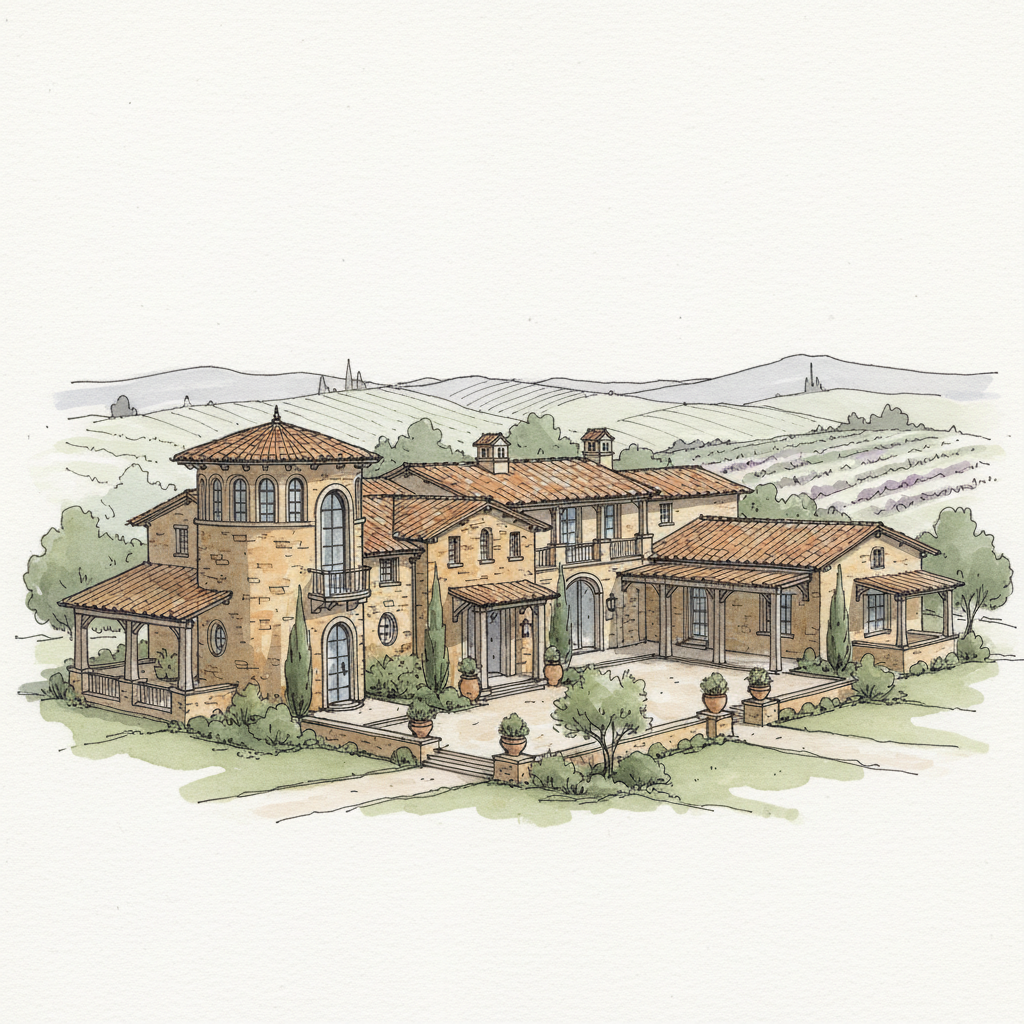 Earth-Toned Tuscan Villa Retreat