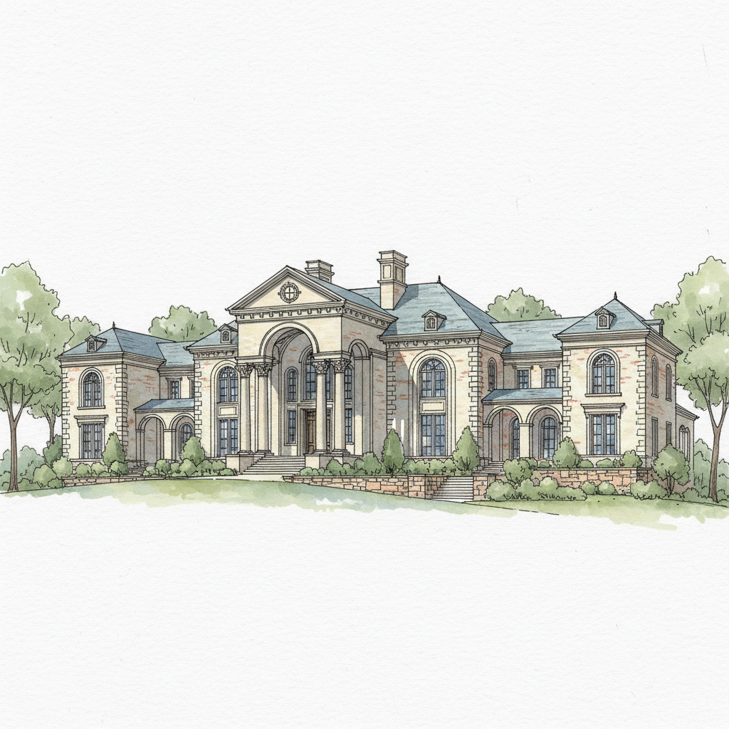 Classic Brick Castle Estate on Hillside