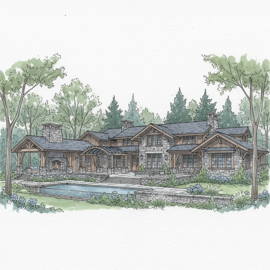 Cool-Gray Stone Craftsman Retreat