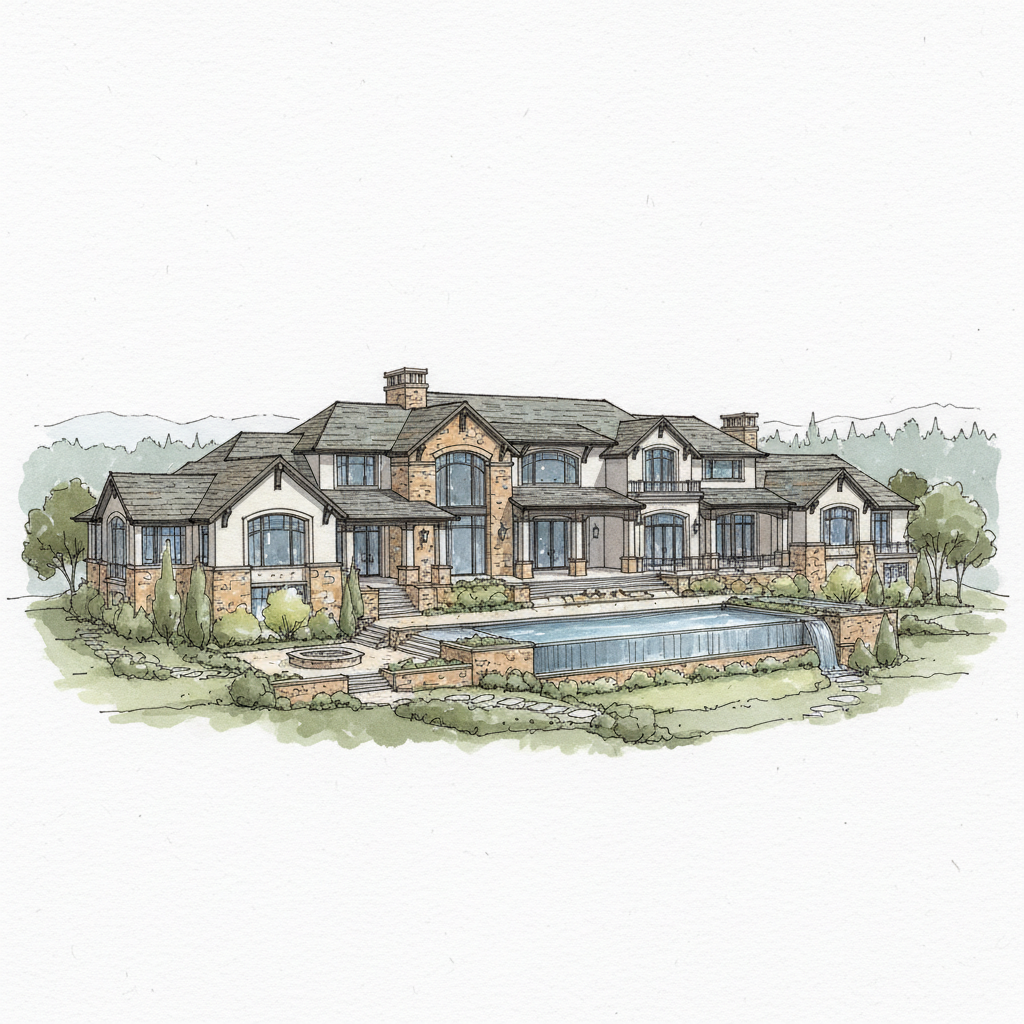 Earth-Toned Transitional Hillside Estate