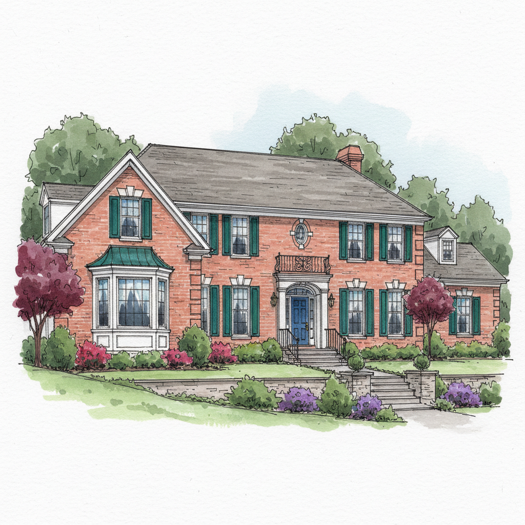 Jewel-Toned Brick Colonial Retreat