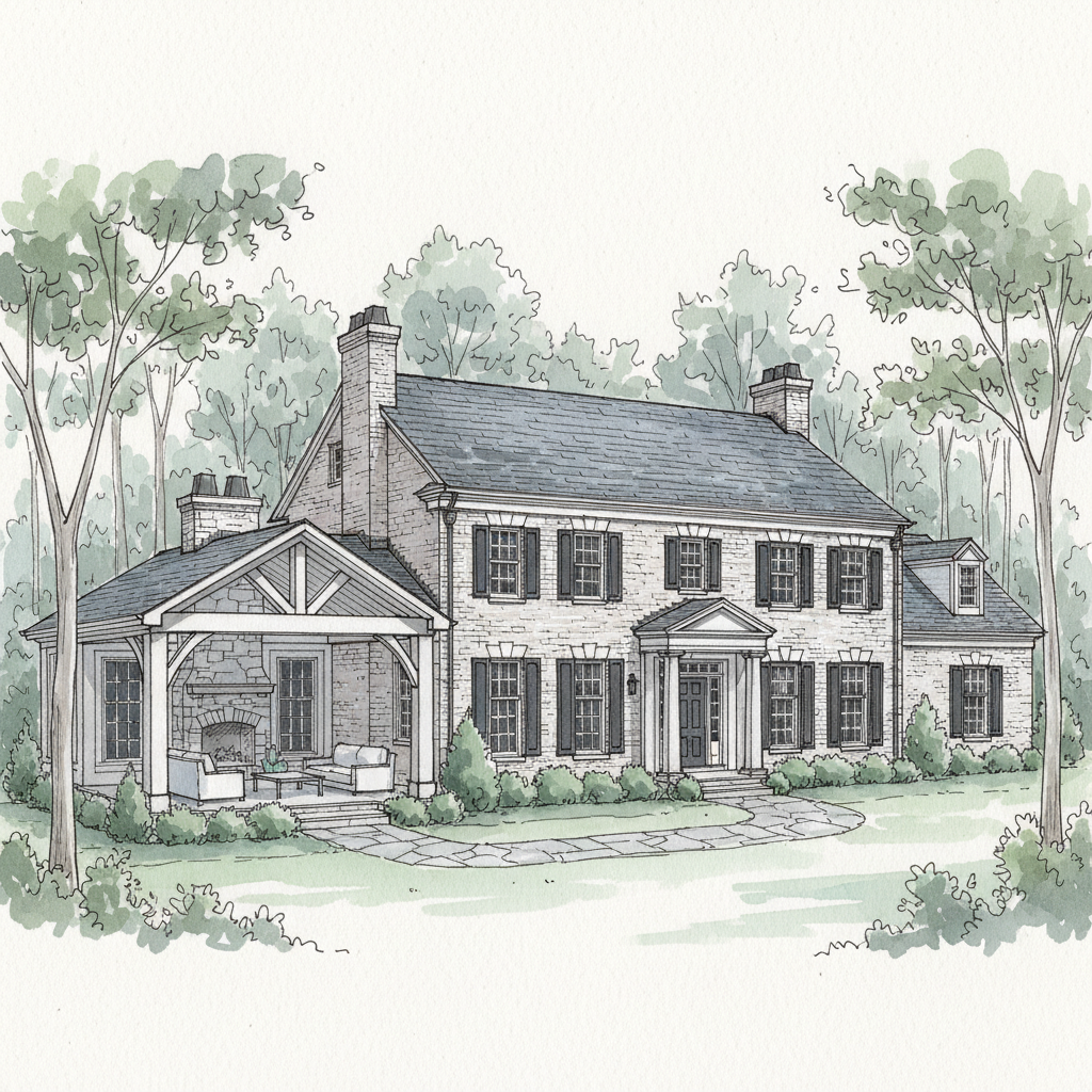 Classic Colonial in Cool Grays
