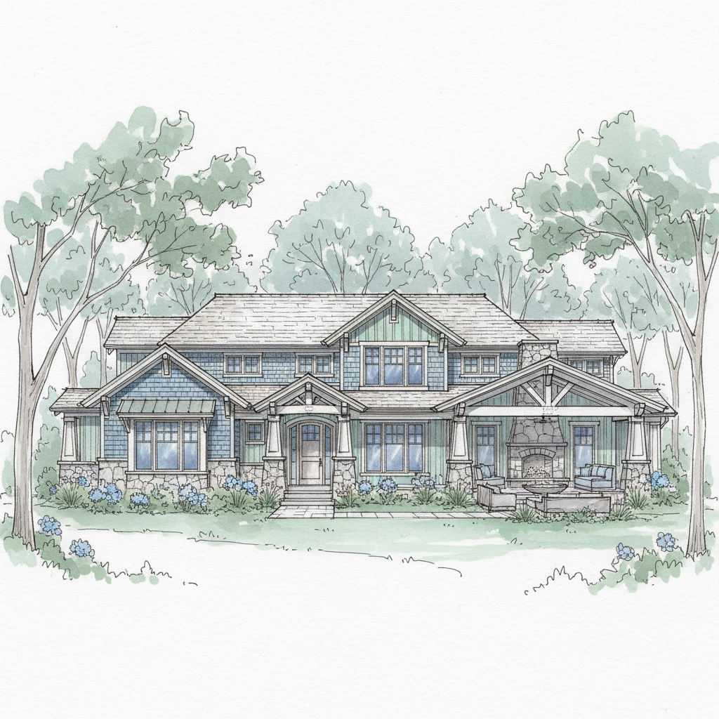 Coastal Craftsman Woodland Retreat