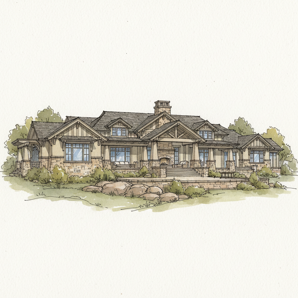 Craftsman Stone Estate Retreat