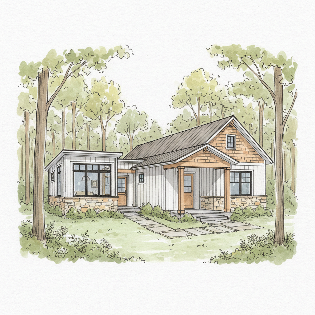 Warm Woodland Modern Farmhouse Retreat