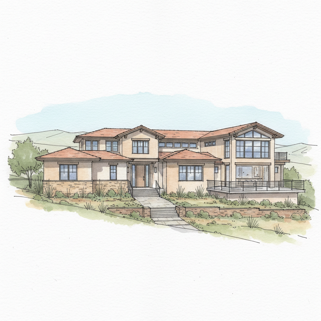 Warm Neutral Hillside Contemporary Retreat